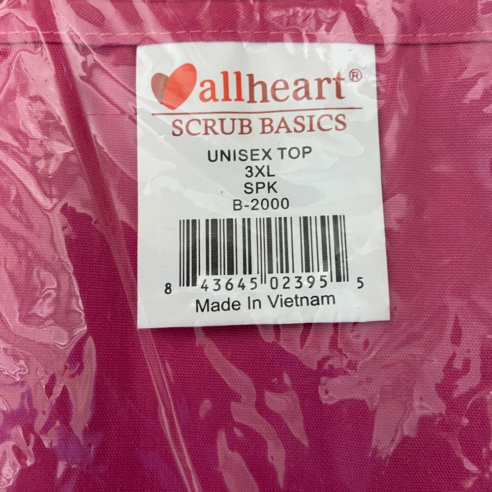 Allheart Unisex Pink Scrub Top 3XL